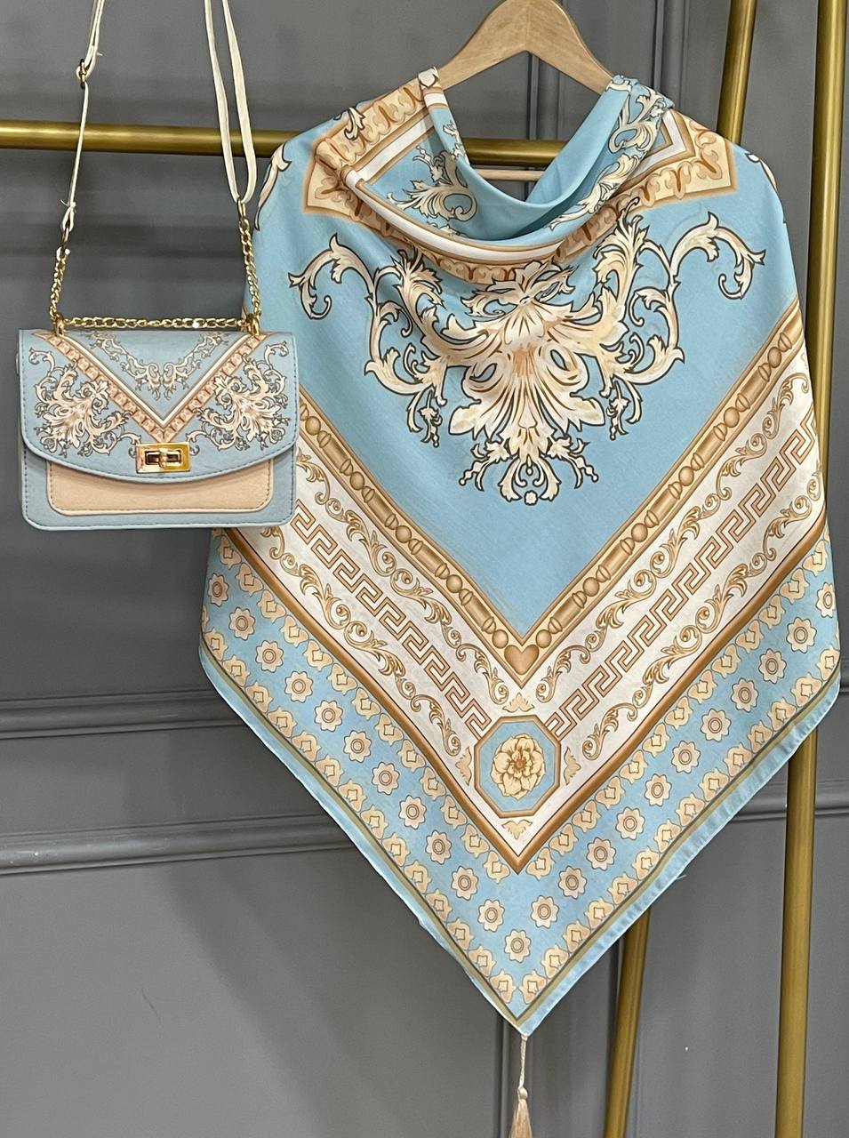 ست کیف و روسری سورنا آبی (B2)