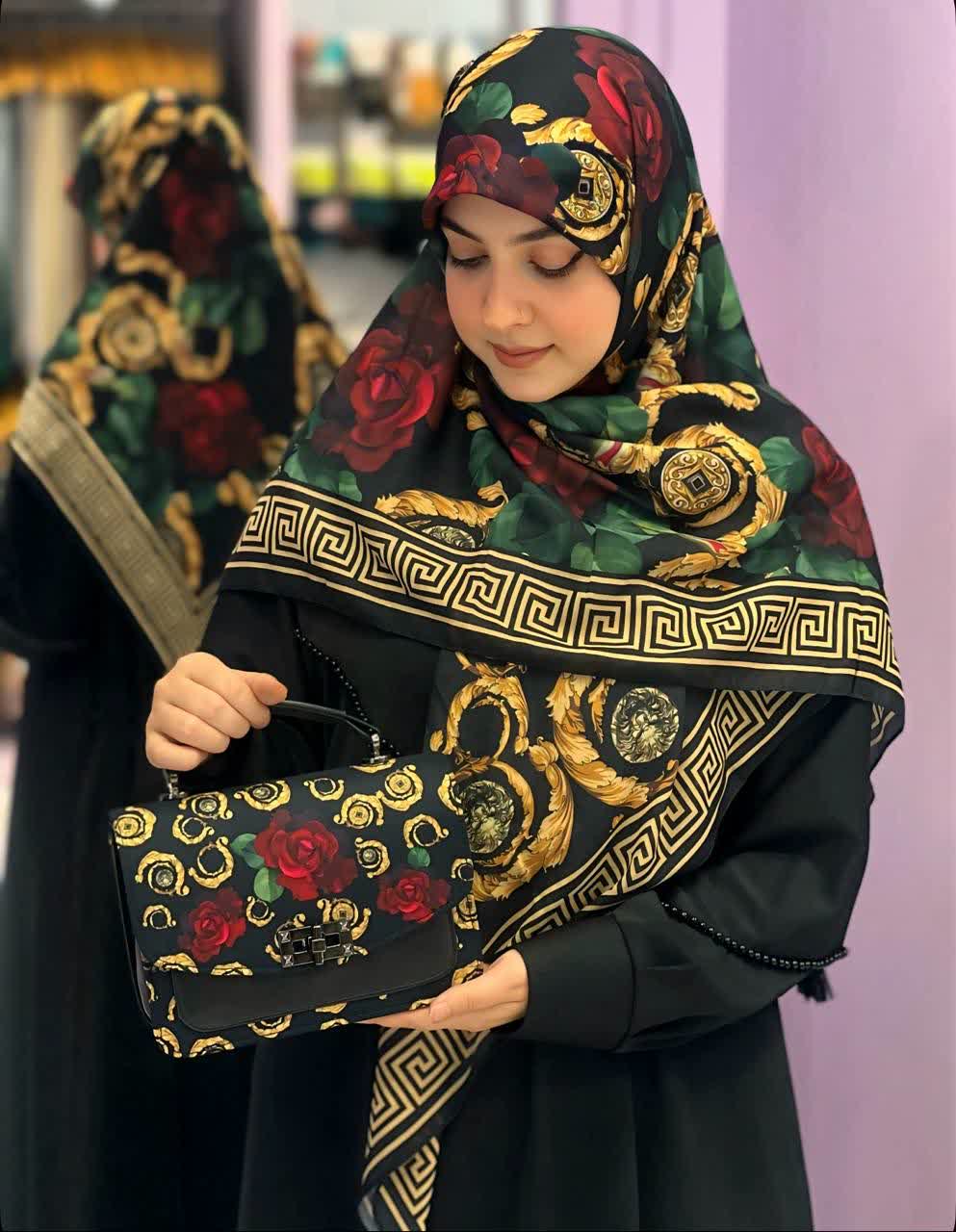 ست کیف و روسری رز ورساچه مشکی (B2)