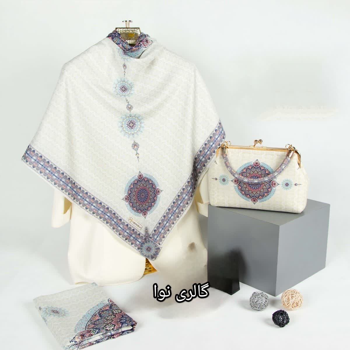 ست کیف و روسری اسلیمی مجلسی (نخ ابریشم)