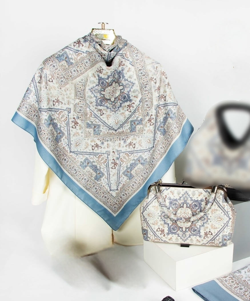 روسری و کیف ست طرح نیشابور مجلسی (نخ ابریشم)