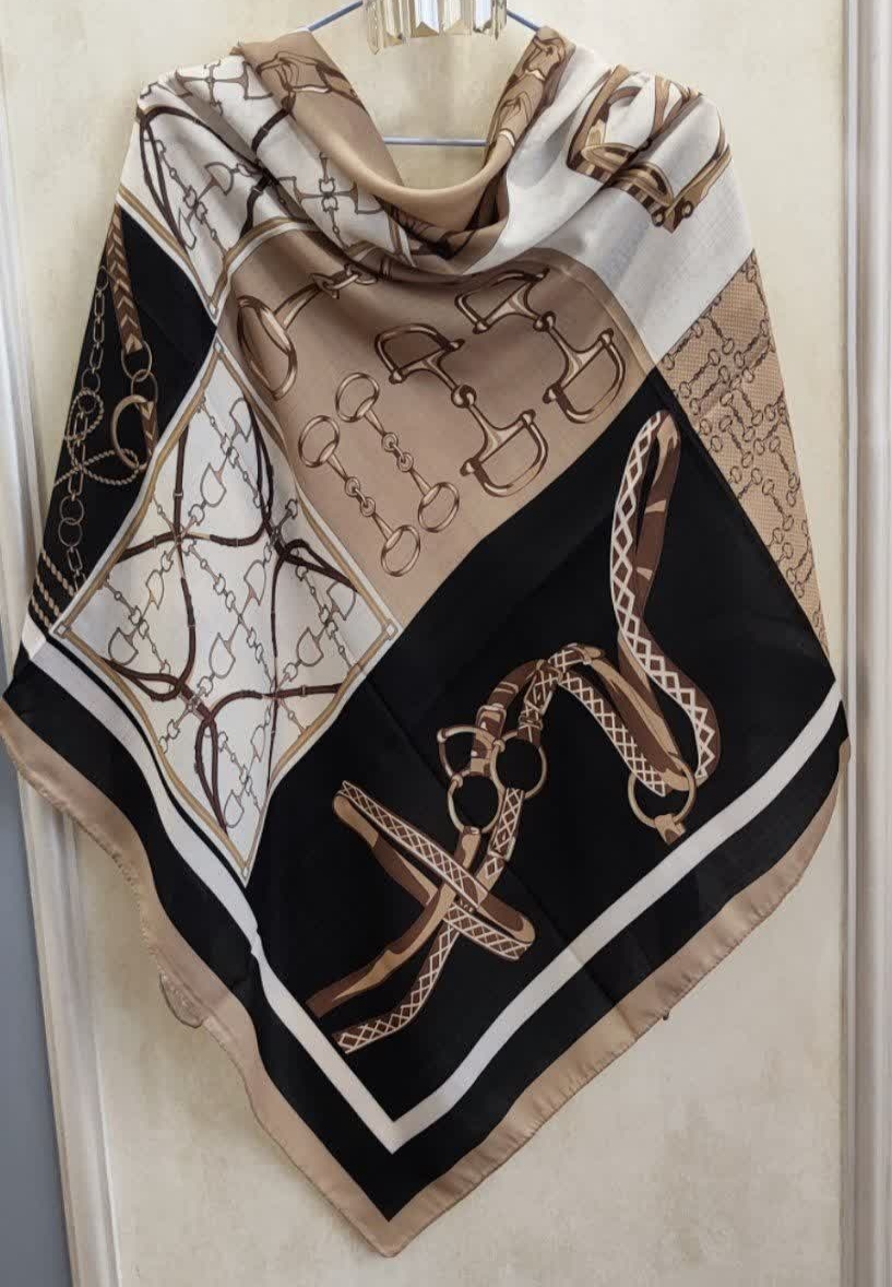 روسری نخی چاپی طرح رکاب قواره ۱۳۵