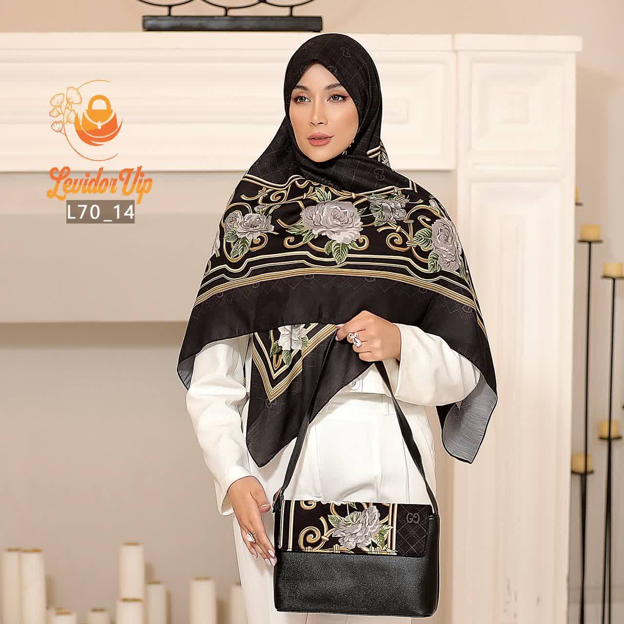 روسری و کیف ست طرح گوچی لاله قواره ۱۴۰ (L70)