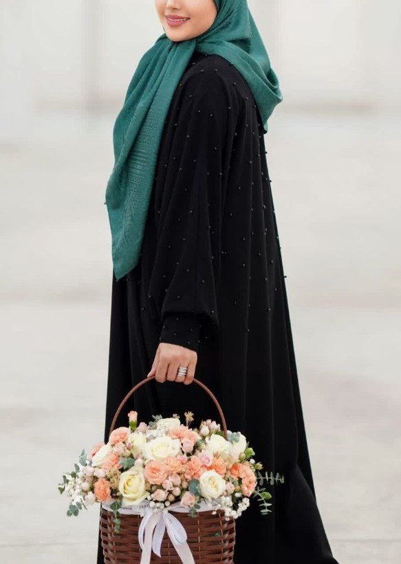 عبای نگار مرواریدی رنگ مشکی