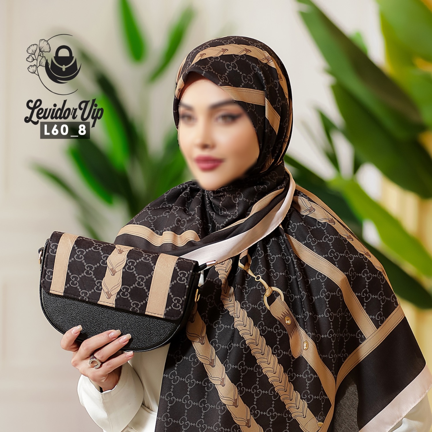 روسری و کیف پاسپورتی ست طرح گوچی کمربندی قواره ۱۴۰ در سه رنگ (L60)