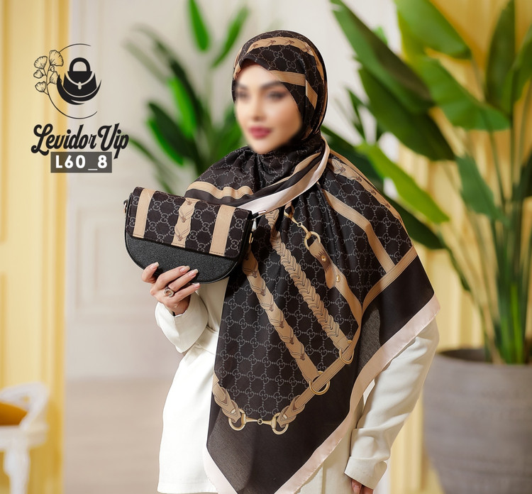 روسری و کیف پاسپورتی ست طرح گوچی کمربندی قواره ۱۴۰ در سه رنگ (L60)