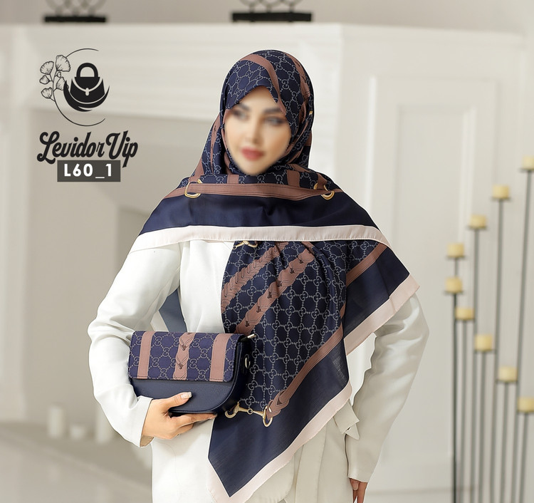 روسری و کیف پاسپورتی ست طرح گوچی کمربندی قواره ۱۴۰ در سه رنگ (L60)
