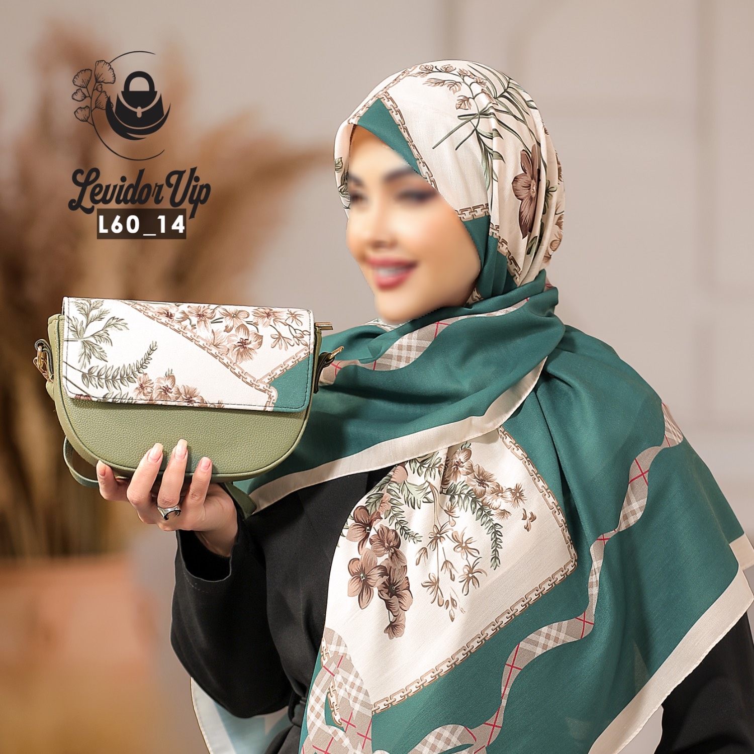 روسری و کیف پاسپورتی ست طرح ربان قواره ۱۴۰ در چهار رنگ (L60)