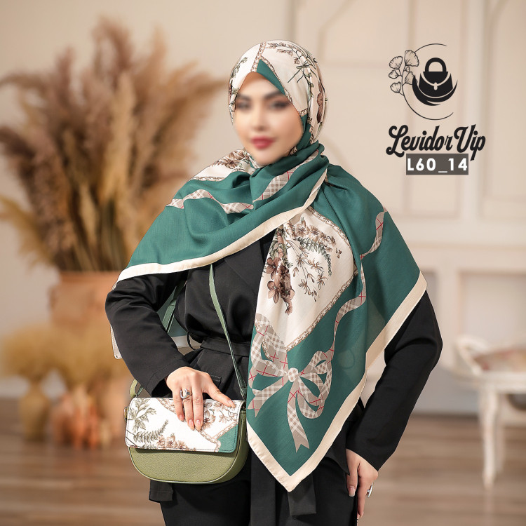 روسری و کیف پاسپورتی ست طرح ربان قواره ۱۴۰ در چهار رنگ (L60)