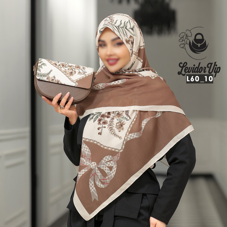 روسری و کیف پاسپورتی ست طرح ربان قواره ۱۴۰ در چهار رنگ (L60)