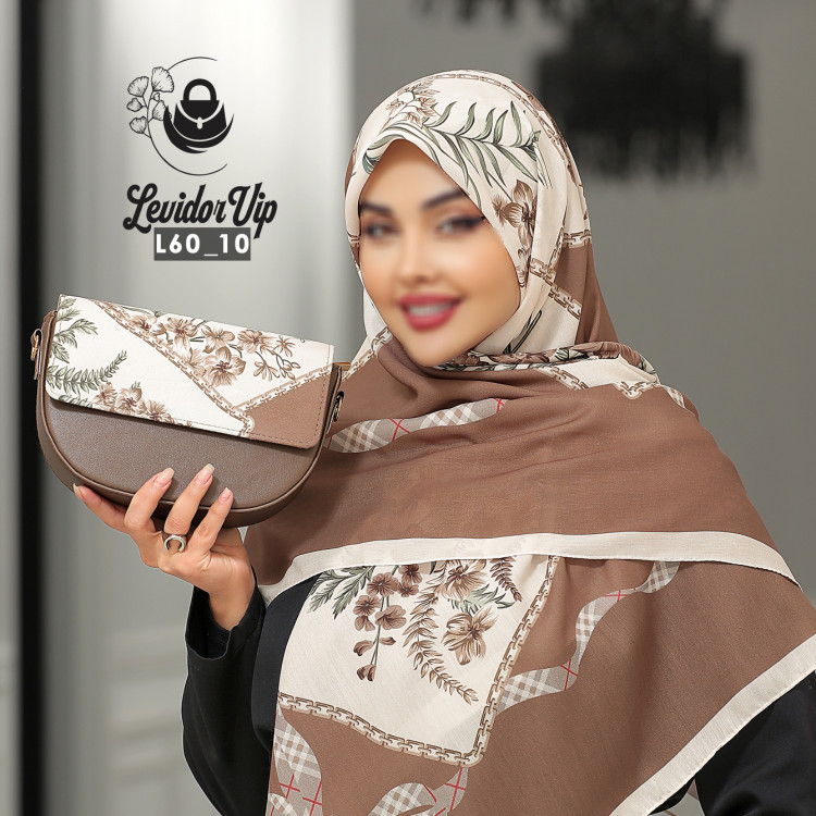 روسری و کیف پاسپورتی ست طرح ربان قواره ۱۴۰ در چهار رنگ (L60)