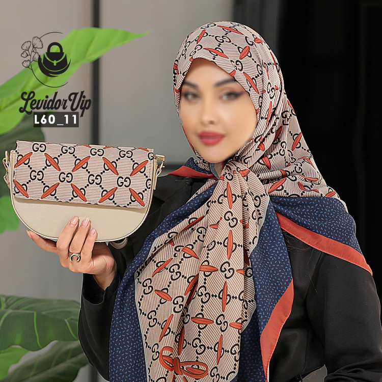 روسری و کیف پاسپورتی ست طرح گوچی ساده قواره ۱۴۰ در سه رنگ (L60)