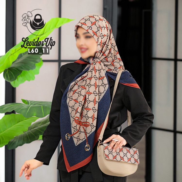 روسری و کیف پاسپورتی ست طرح گوچی ساده قواره ۱۴۰ در سه رنگ (L60)