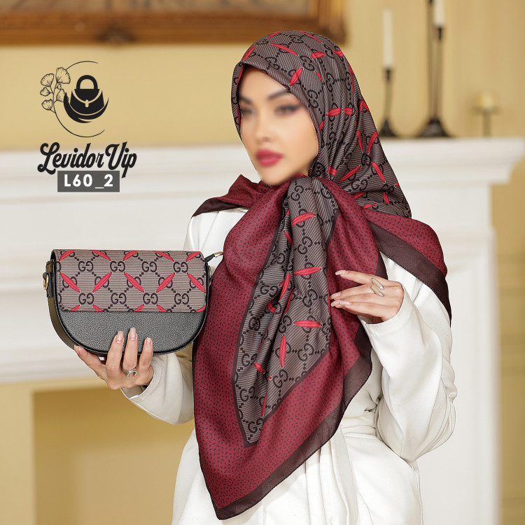 روسری و کیف پاسپورتی ست طرح گوچی ساده قواره ۱۴۰ در سه رنگ (L60)