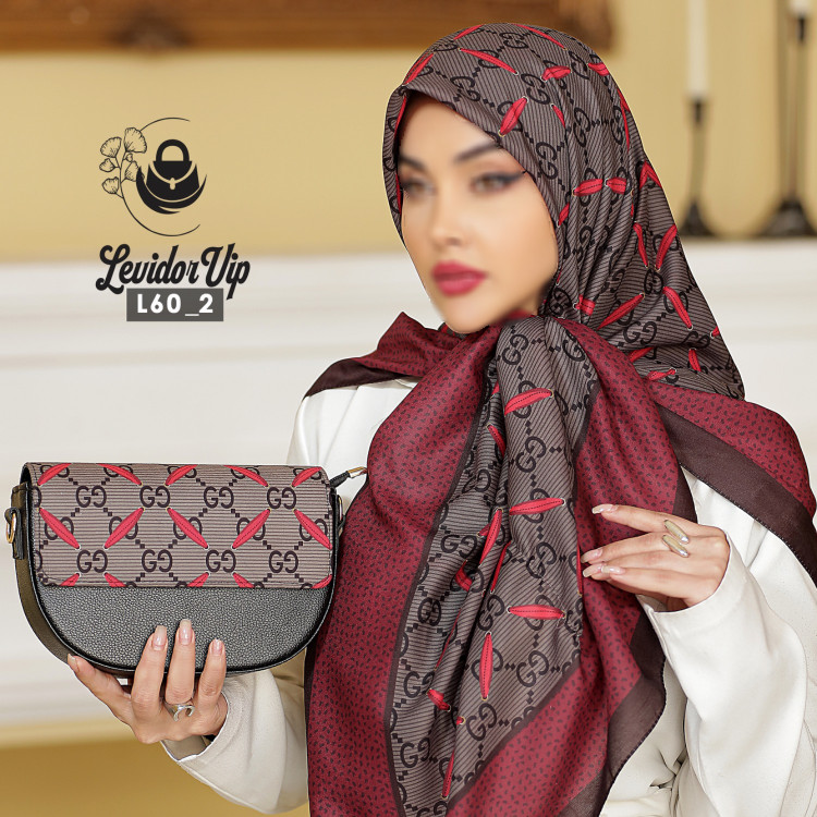 روسری و کیف پاسپورتی ست طرح گوچی ساده قواره ۱۴۰ در سه رنگ (L60)
