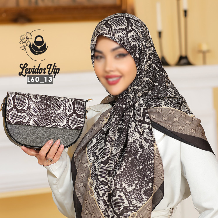 روسری و کیف پاسپورتی ست طرح گوچی کندو قواره ۱۴۰ در دو رنگ (L60)