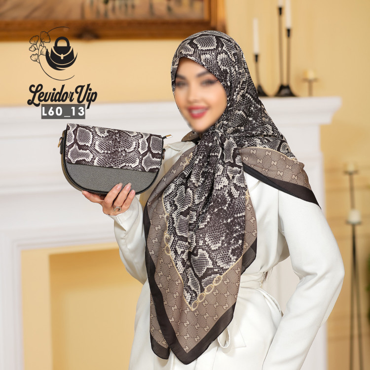 روسری و کیف پاسپورتی ست طرح گوچی کندو قواره ۱۴۰ در دو رنگ (L60)