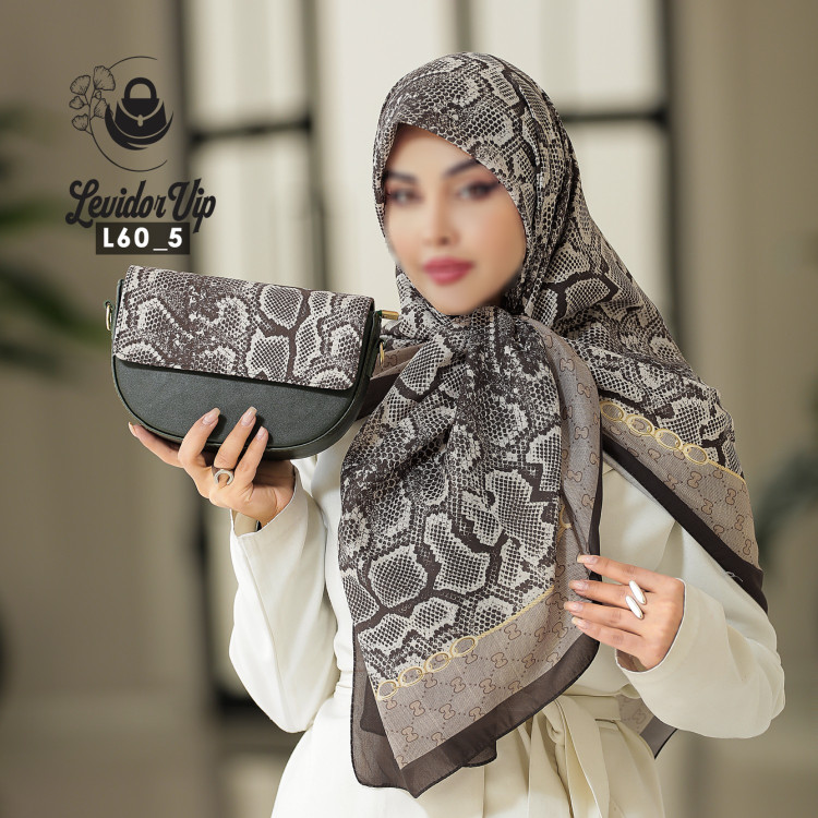 روسری و کیف پاسپورتی ست طرح گوچی کندو قواره ۱۴۰ در دو رنگ (L60)