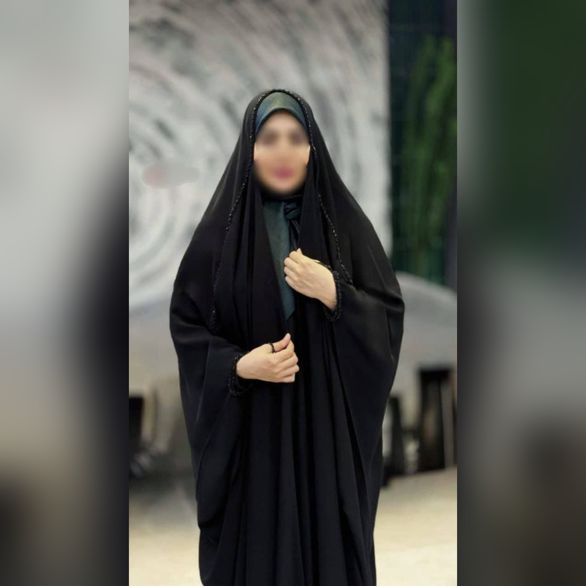 چادر عربی جواهردوزی پرتو با جنس حریر اسود