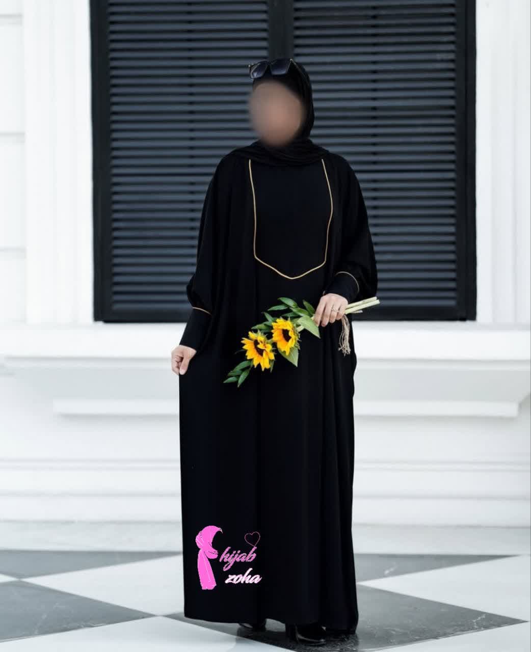 عبا مدل نقره جنس کرپ الیزه رنگ مشکی