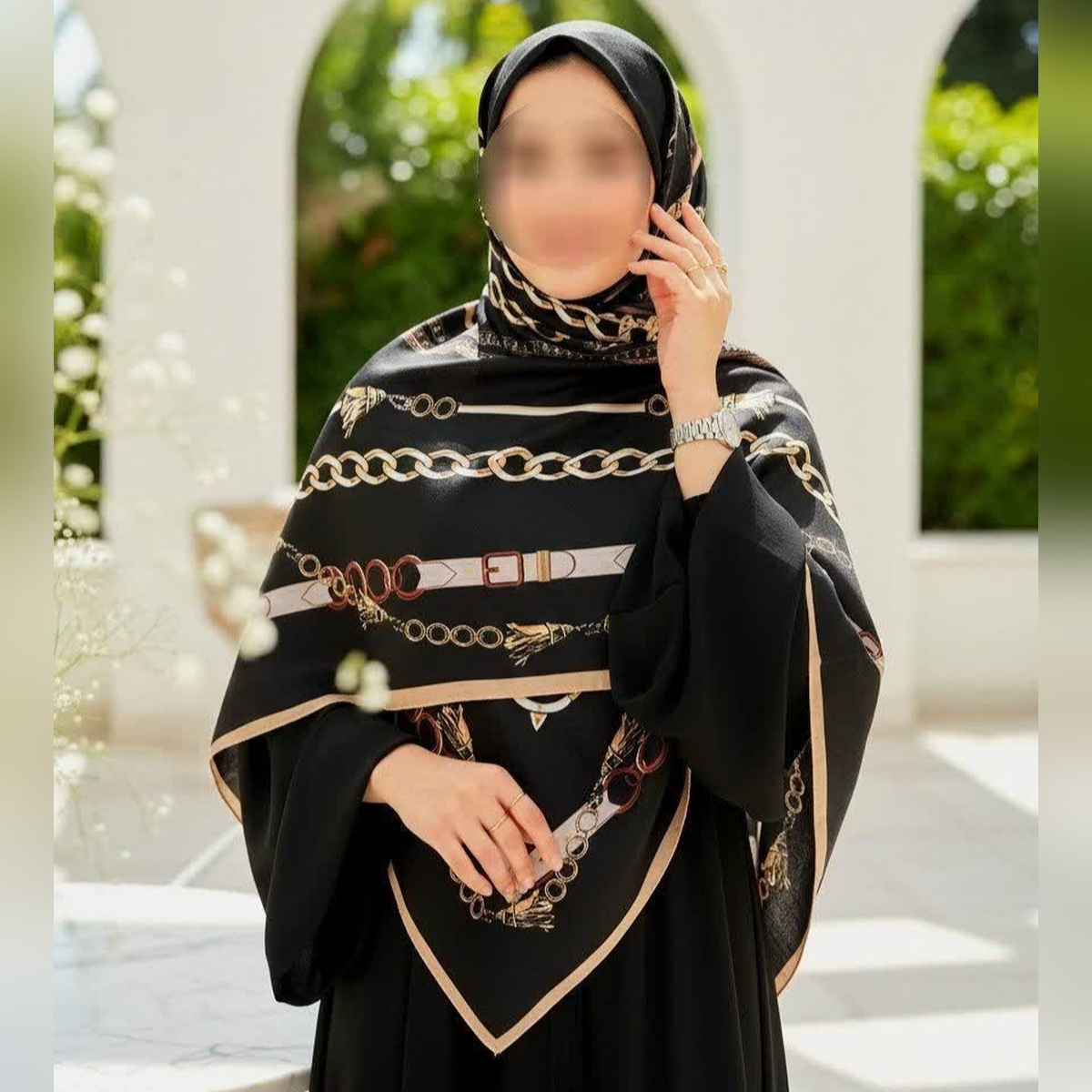 روسری سوپرنخ مشکی قواره ۱۴۰