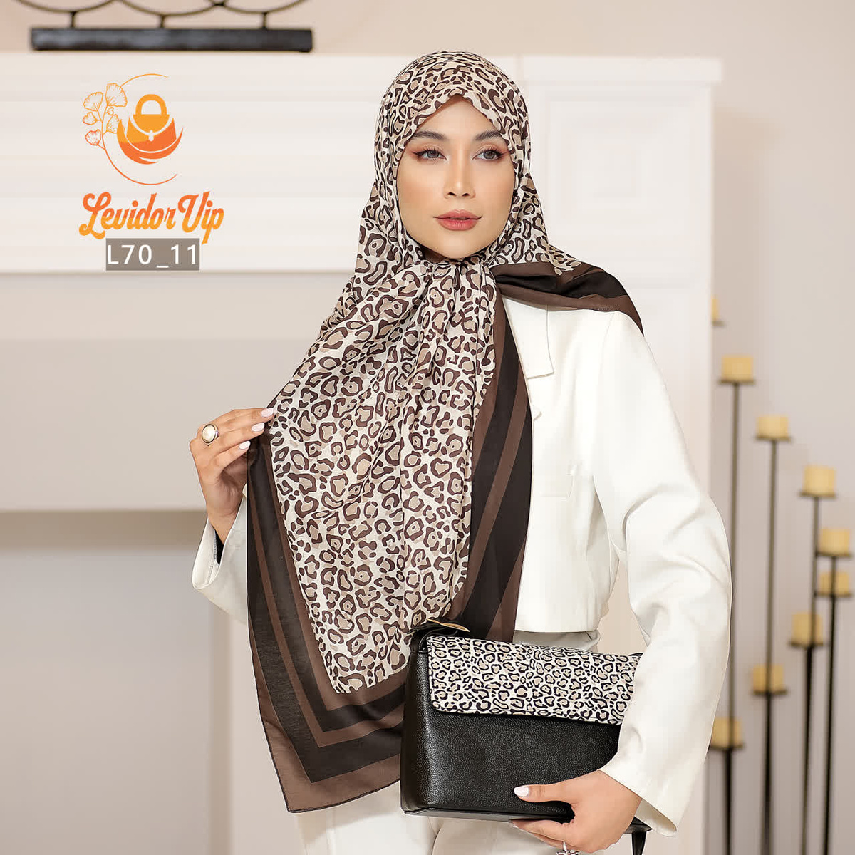 روسری و کیف ست طرح ببری قواره ۱۴۰ (L70)