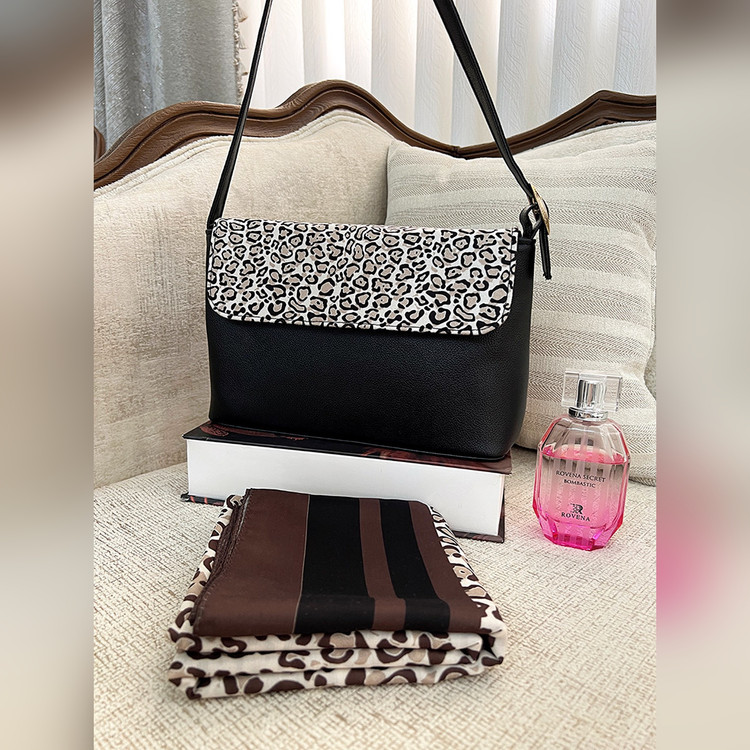 روسری و کیف ست طرح ببری قواره ۱۴۰ (L70)