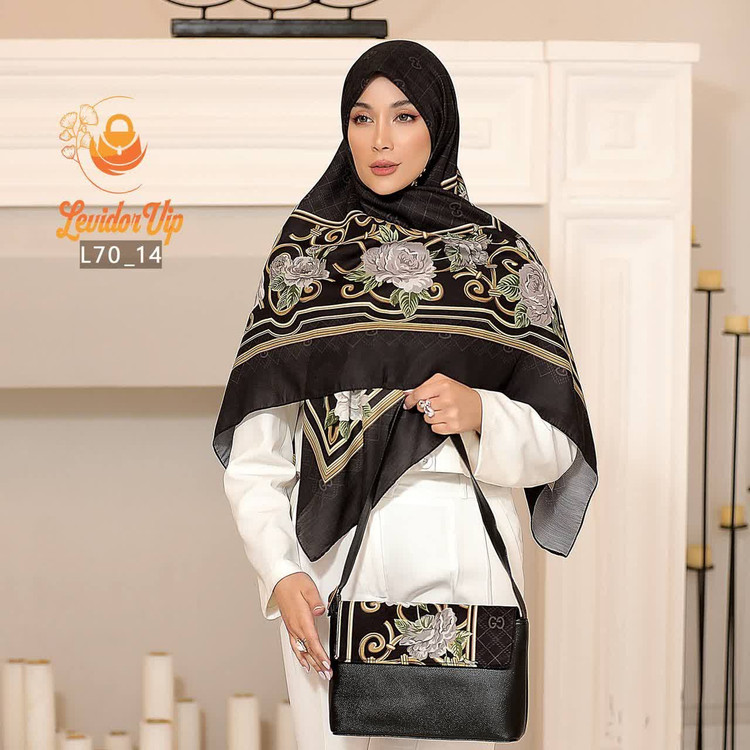 روسری و کیف ست طرح گوچی لاله قواره ۱۴۰ (L70)
