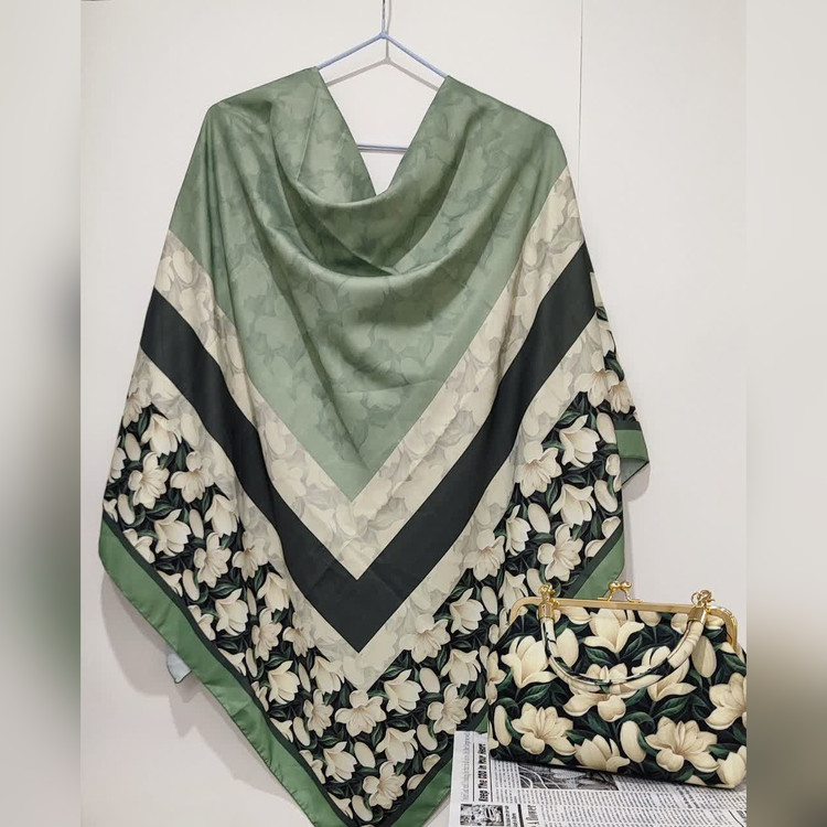 روسری و کیف ست طرح گلستانه مجلسی (ابریشم توییل)