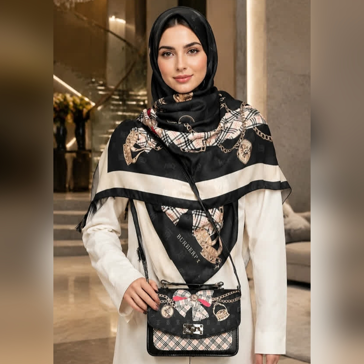 ست کیف و روسری پاپیون باربری (B2)
