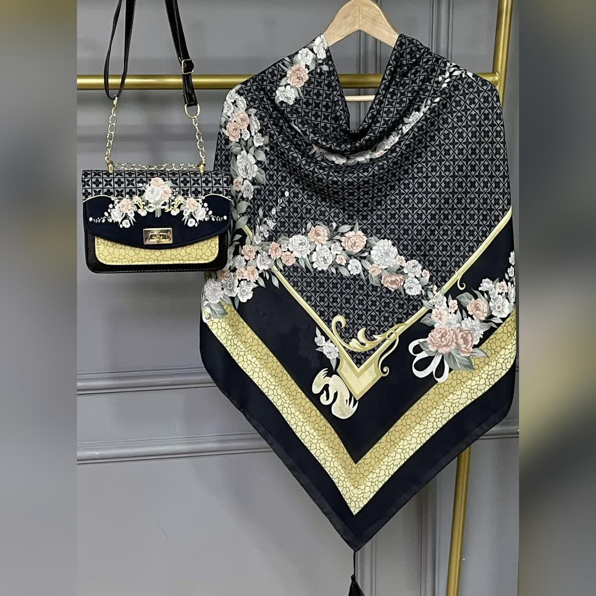 ست کیف و روسری ماکان مشکی (B2)