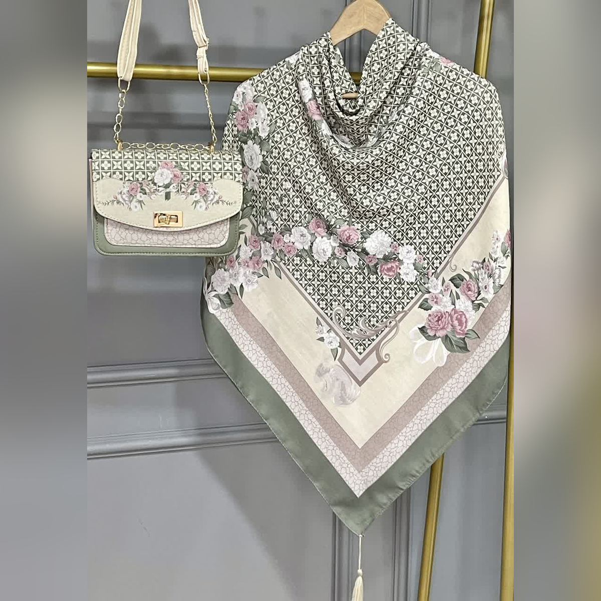 ست کیف و روسری ماکان زیتونی (B2)