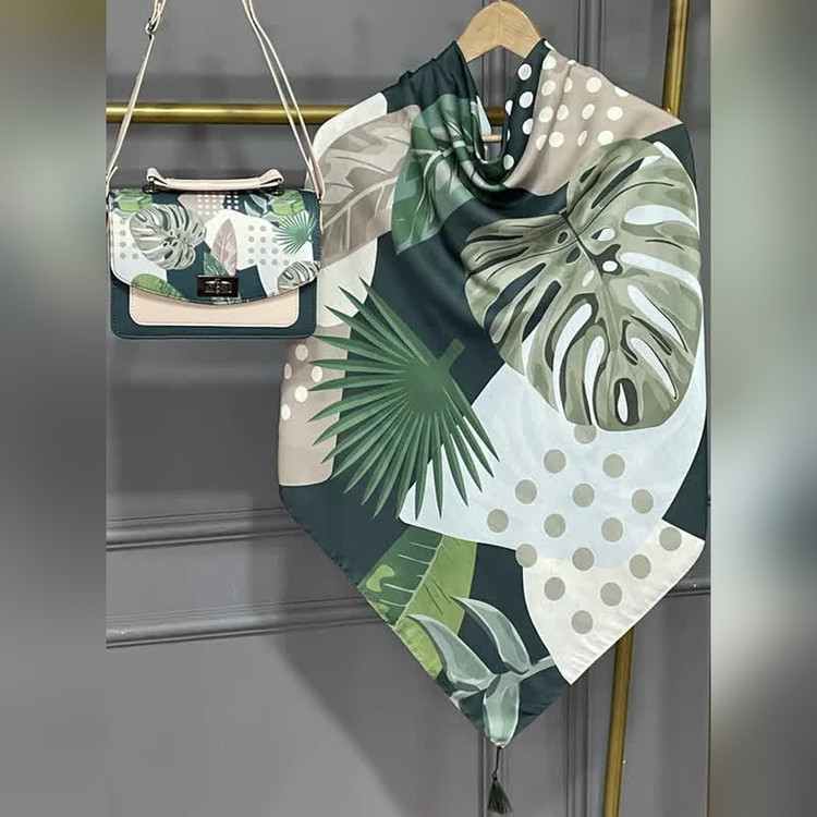 ست کیف و روسری برگ سبز انجیری (B2)