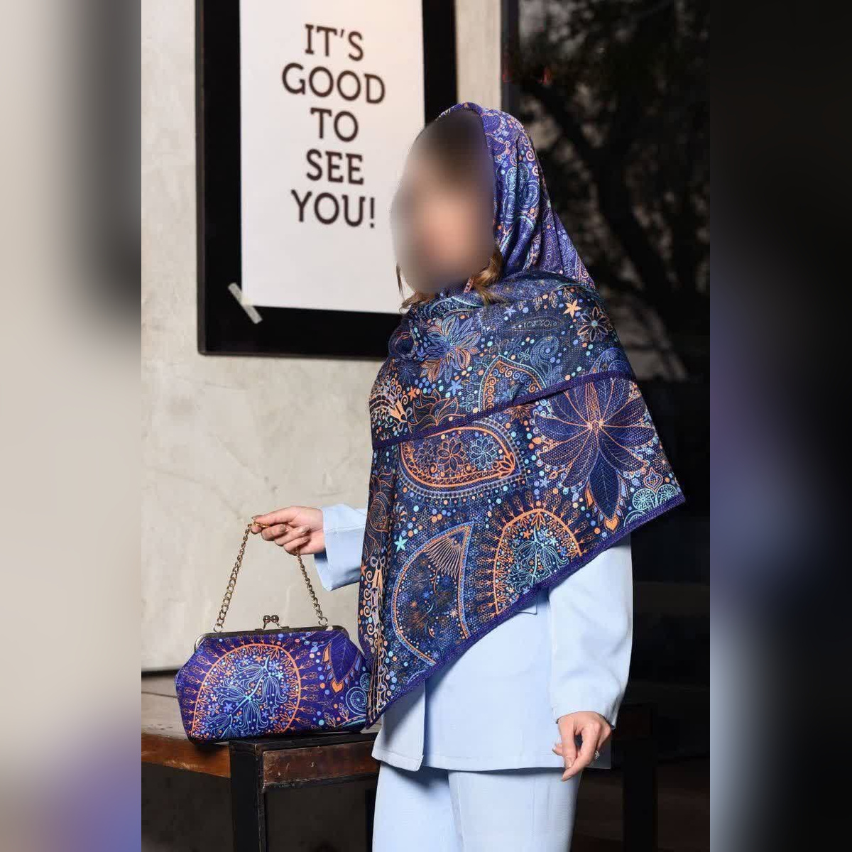 ست کیف و روسری برگ کاربنی (L48)