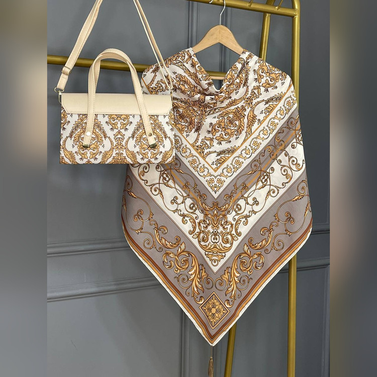 ست کیف و روسری الیزابت نسکافه ای (B3)