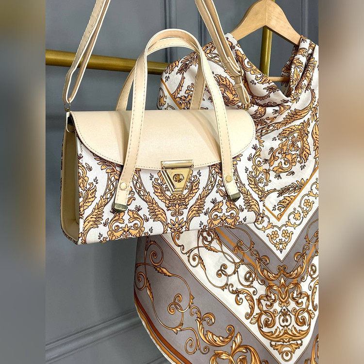 ست کیف و روسری الیزابت نسکافه ای (B3)
