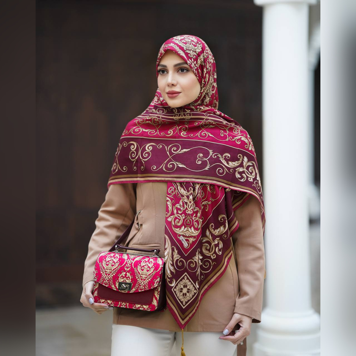ست کیف و روسری الیزابت زرشکی (B2)