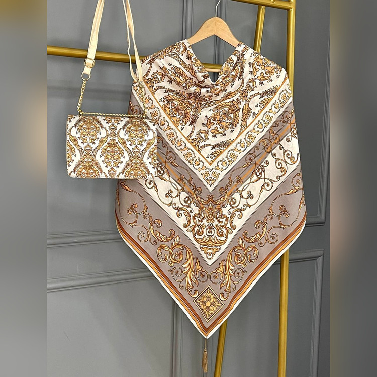 ست کیف و روسری الیزابت نسکافه ای (B2)