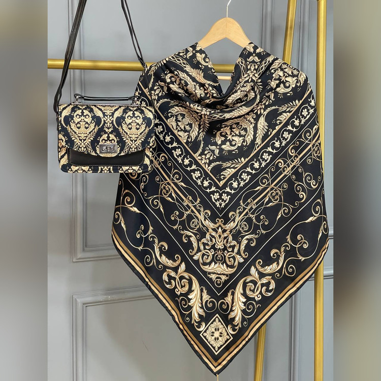 ست کیف و روسری الیزابت مشکی (B2)