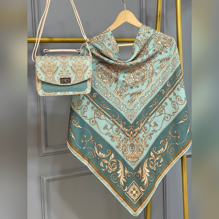 ست کیف و روسری الیزابت فیروزه ای (B2)