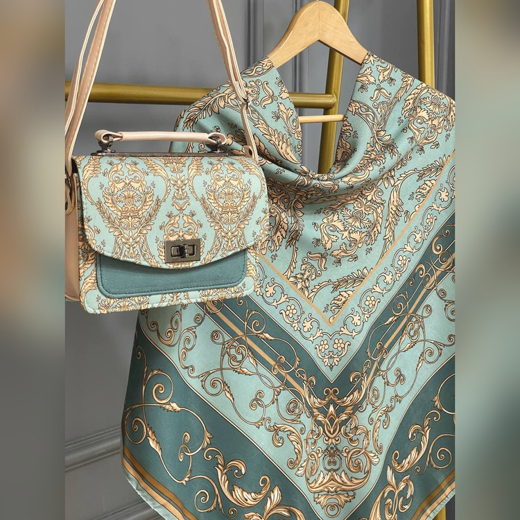 ست کیف و روسری الیزابت فیروزه ای (B2)