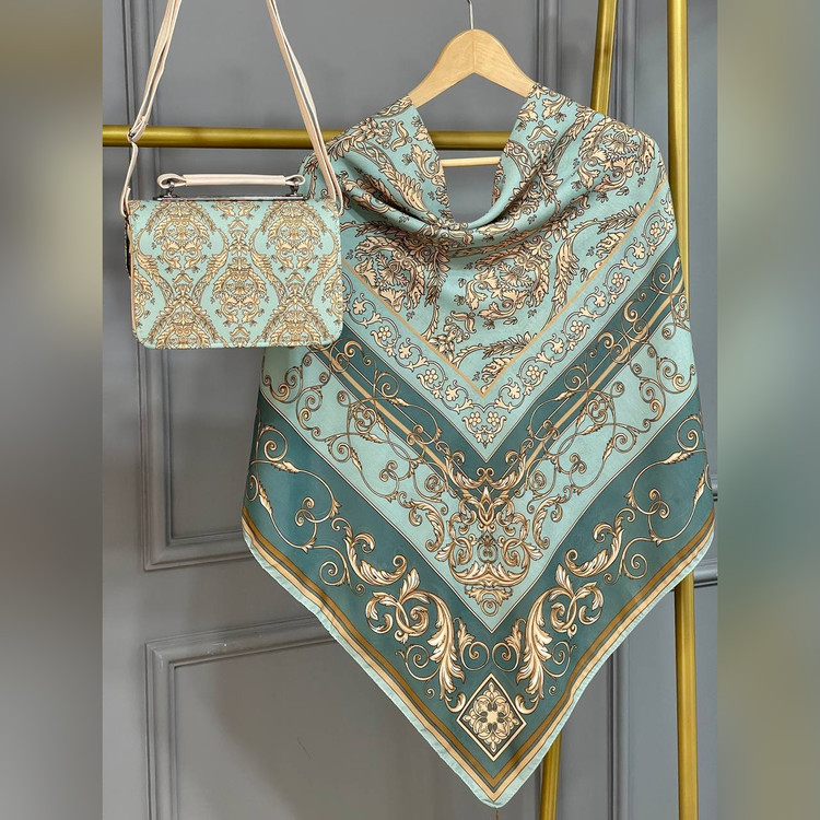 ست کیف و روسری الیزابت فیروزه ای (B2)