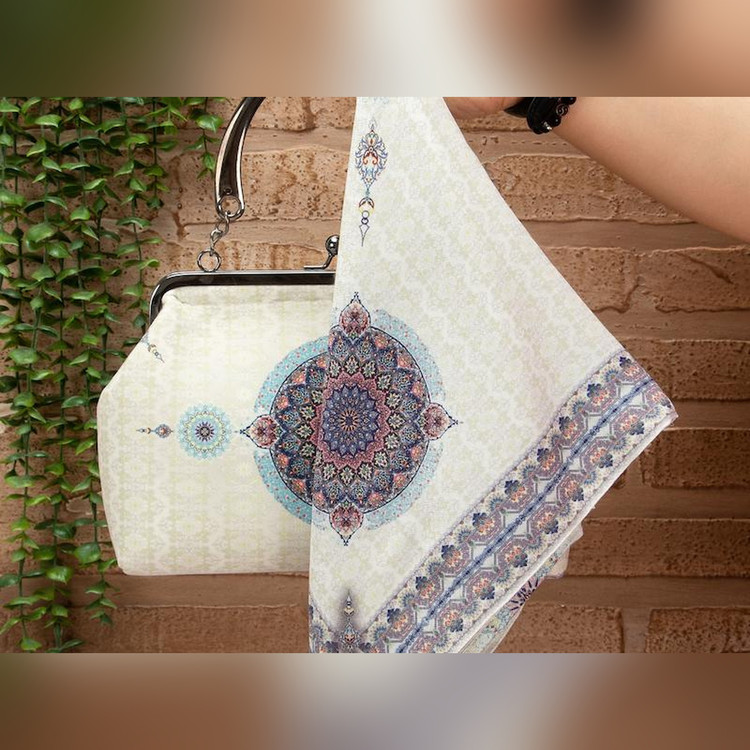 ست کیف و روسری اسلیمی مجلسی (نخ ابریشم)