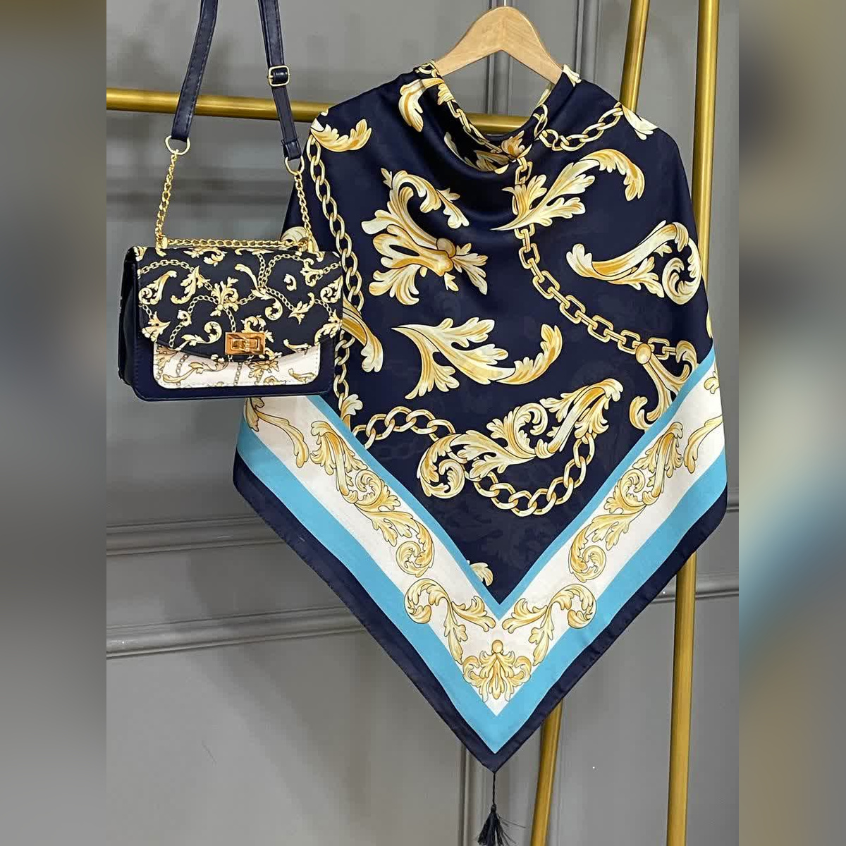 ست کیف و روسری گراند سورمه ای (B2)