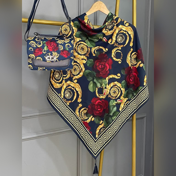 ست کیف و روسری رز ورساچه سورمهای (B2)