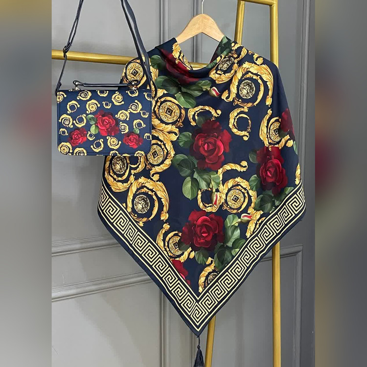 ست کیف و روسری رز ورساچه سورمهای (B2)