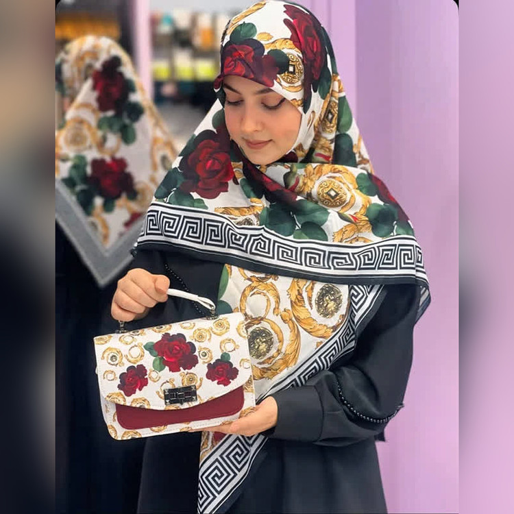 ست کیف و روسری رز ورساچه سفید (B2)