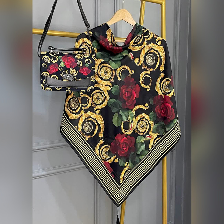 ست کیف و روسری رز ورساچه مشکی (B2)