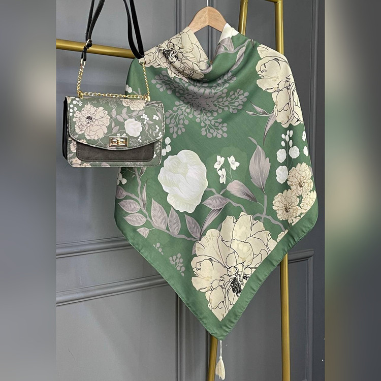 ست کیف و روسری آلاله سبز (B2)