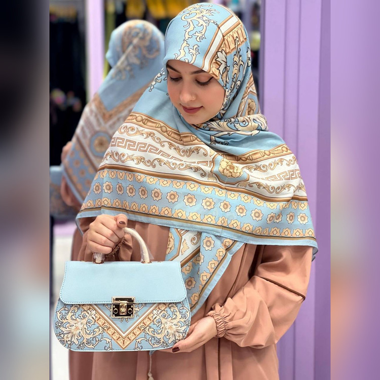ست کیف و روسری سورنا سیااسکارف آبی (A3)