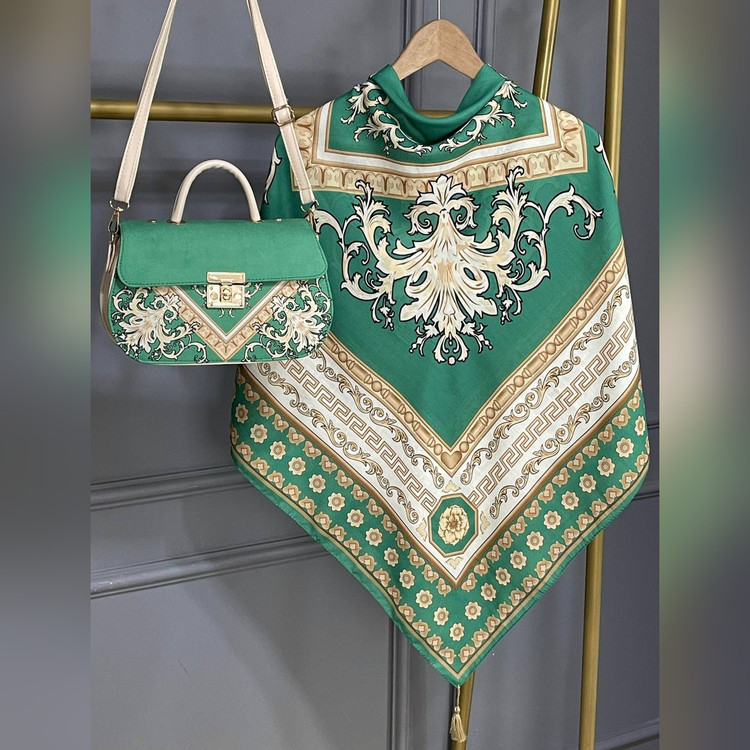 ست کیف و روسری سورنا سیااسکارف سبز (A3)